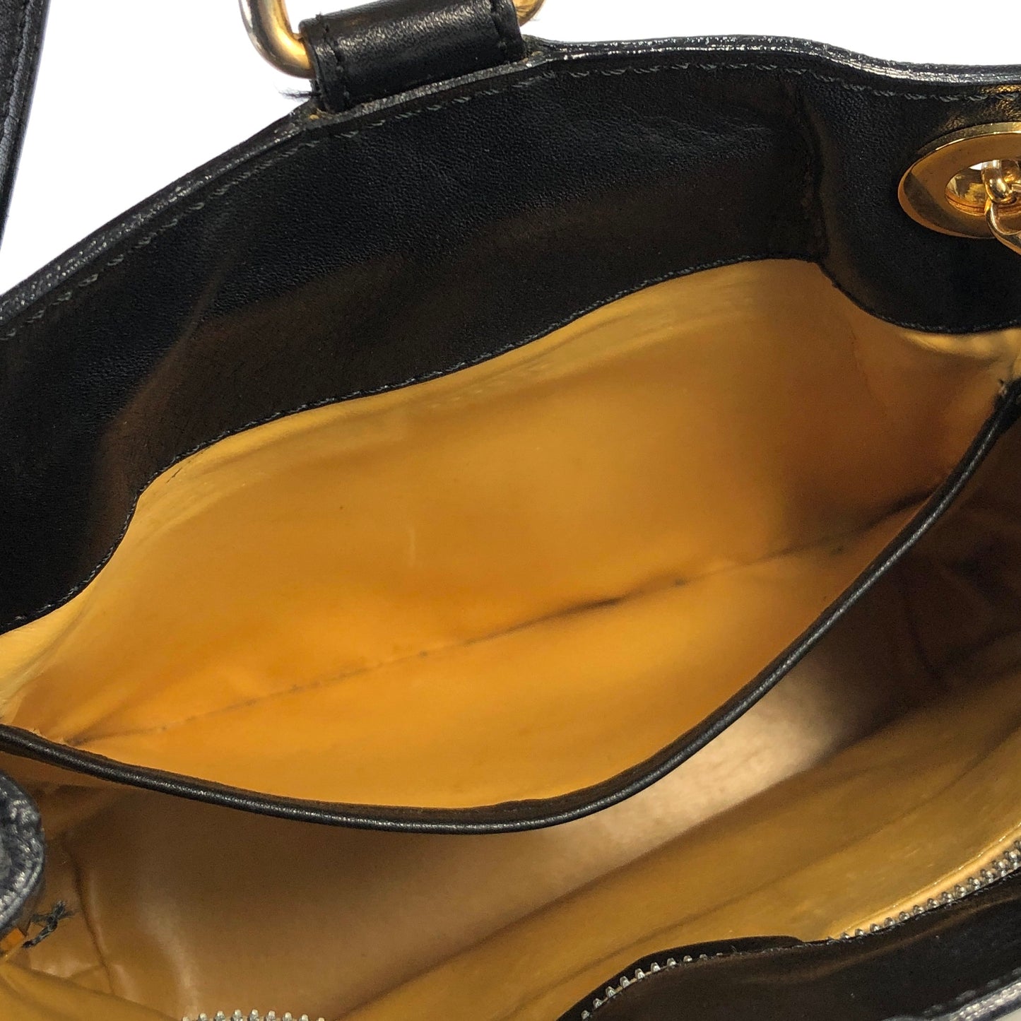 CELINE Toggle Chain Leather Crossbody Shoulder bag Black Vintage s2ztup