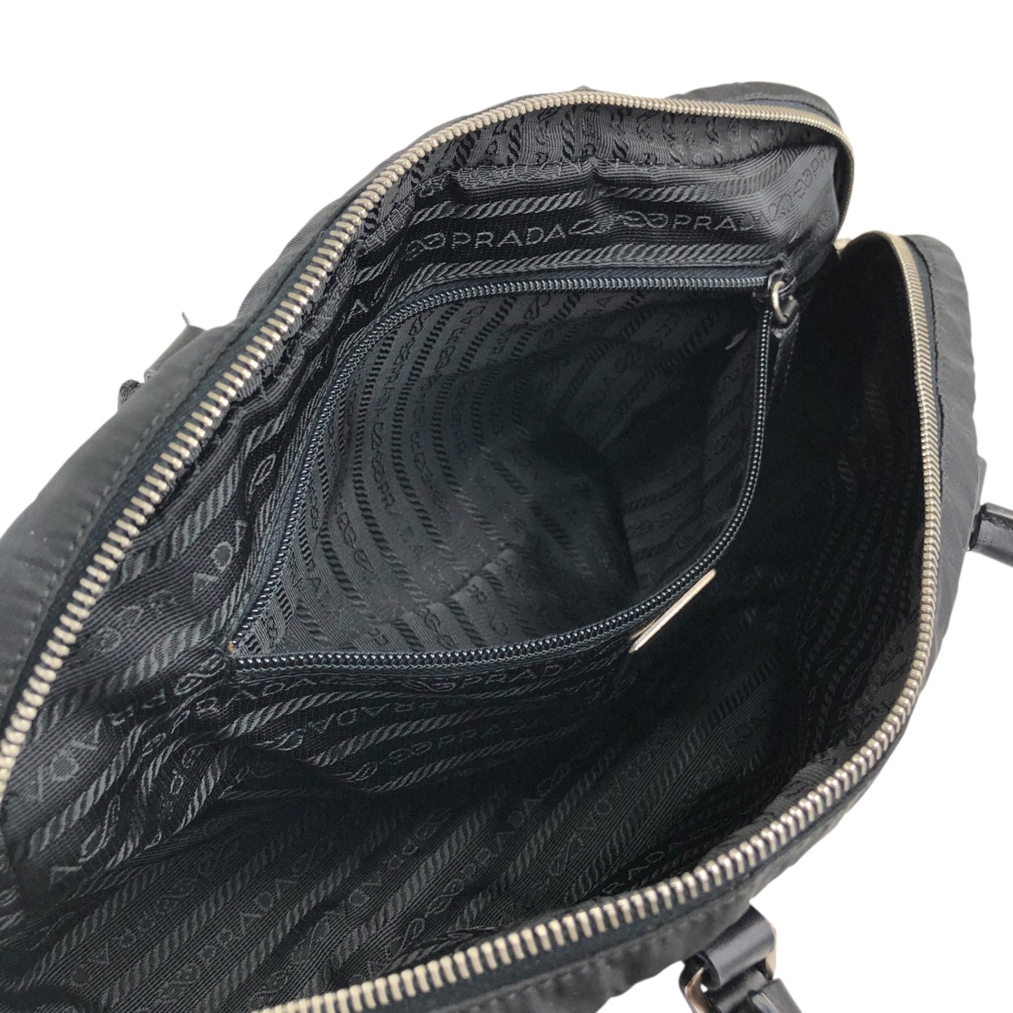 PRADA Triangle Logo Handbag Small Boston bag Black Vintage dhv4zr