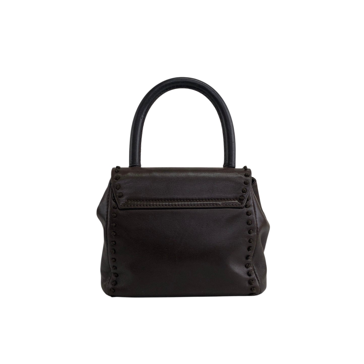 PRADA Logo Embossed Small Handbag Brown Vintage 5zhkhc