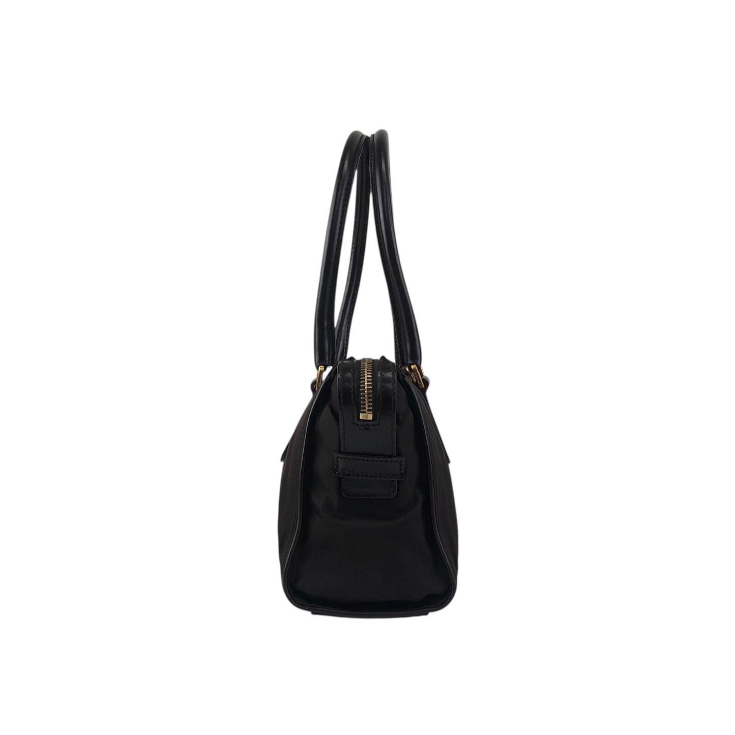 PRADA Tessuto Triangle Logo Small Boston bag Handbag Brown Vintage jaa3i4