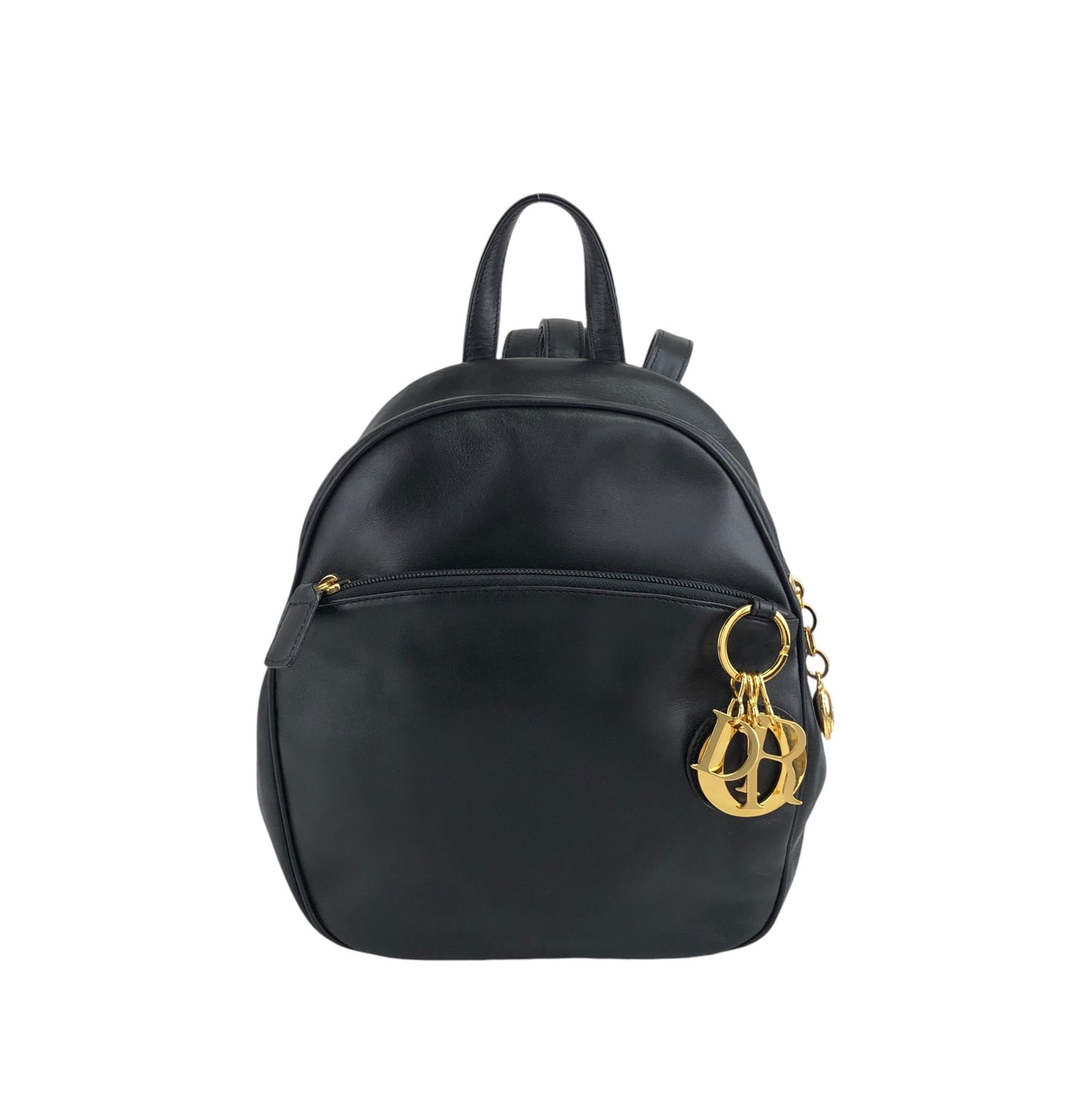 Christian Dior Logo Charm Backpack Black Vintage bbazr2