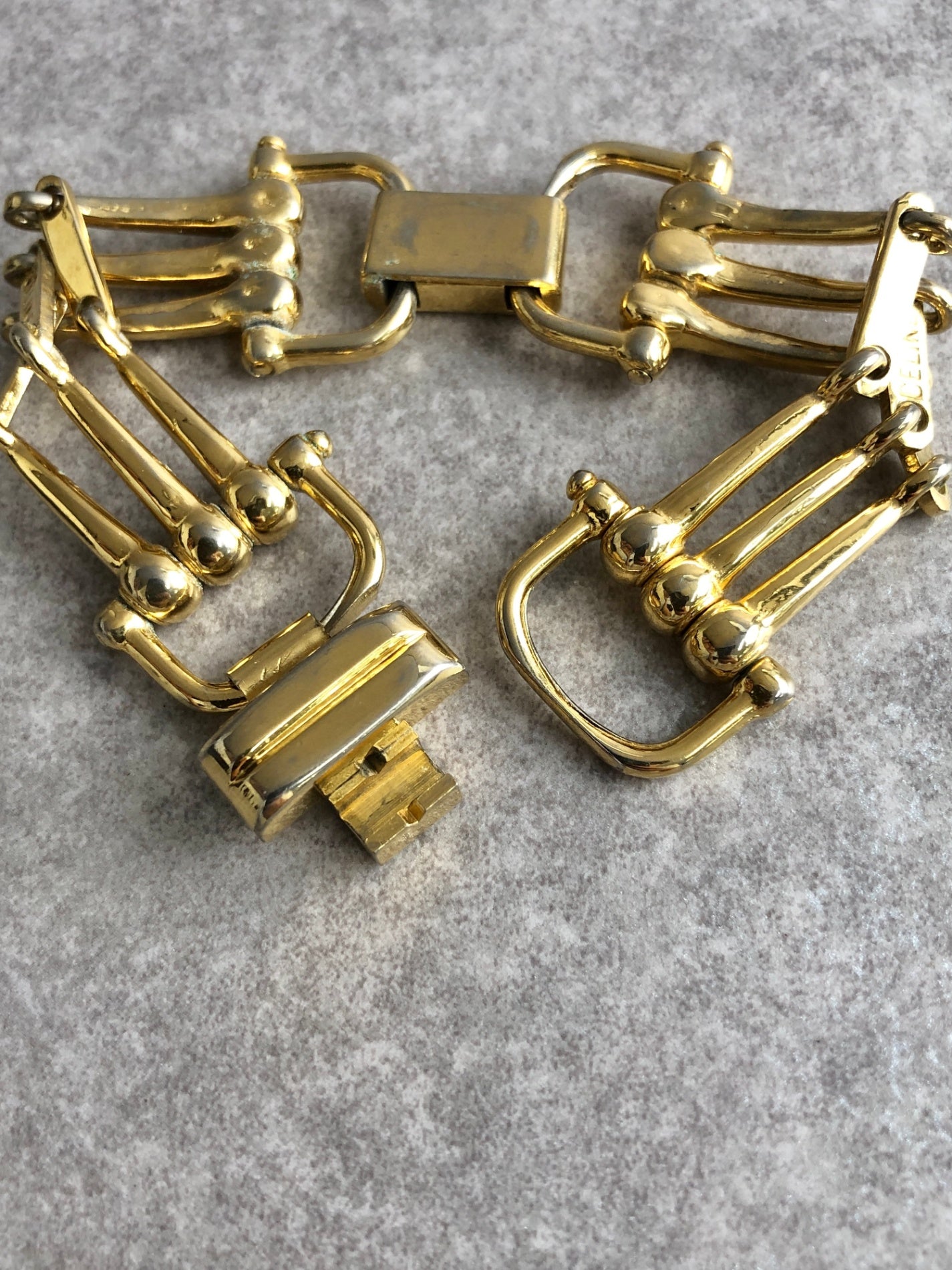 CELINE Horse Bit Bracelet Gold Vintage vyxeaa