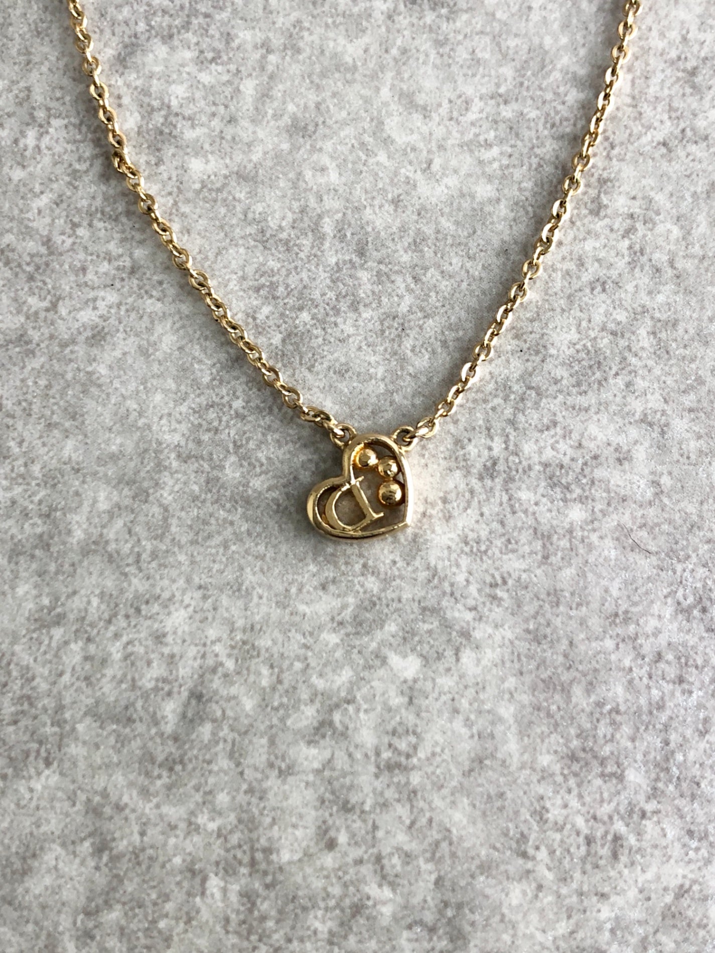 Christian Dior 心型圖案項鍊 金 復古 8guxy2