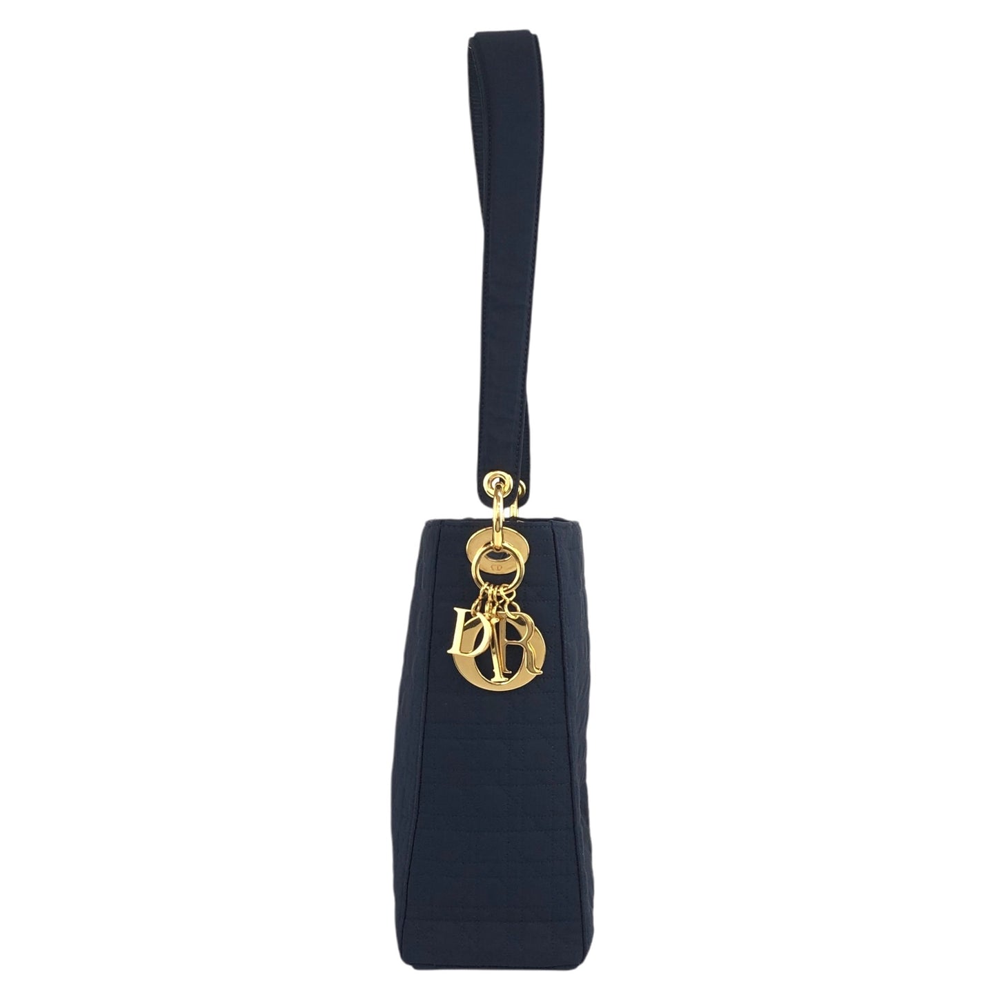 Christian Dior Cannage CD Logo Charm Shoulder bag Hobobag Navy Vintage 55p7w6