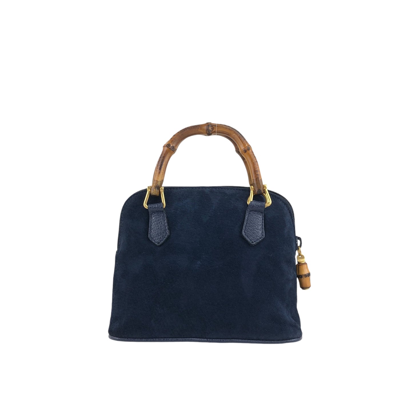 GUCCI Bamboo Two-way Handbag Shoulder bag Navy Vintage vtxfej