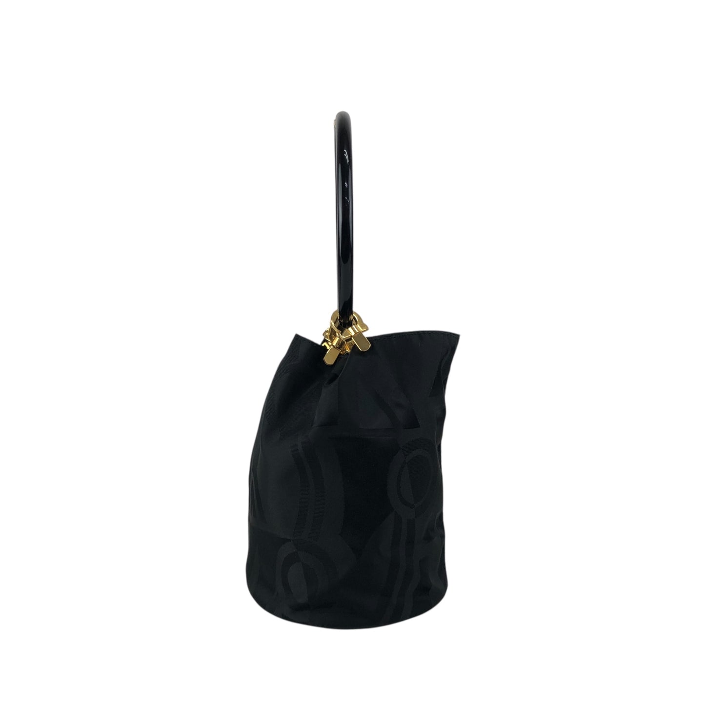 Salvatore Ferragamo Gancini Drawstring Small Handbag Black Vintage tigpxb