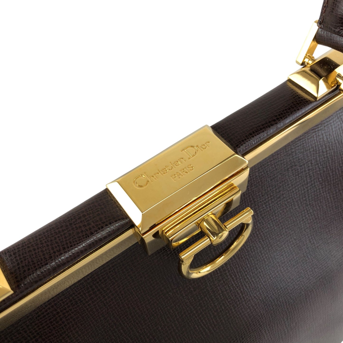 Christian Dior Gancini Metal Clasp Two-way Handbag Shoulder bag Brown Vintage pzns32