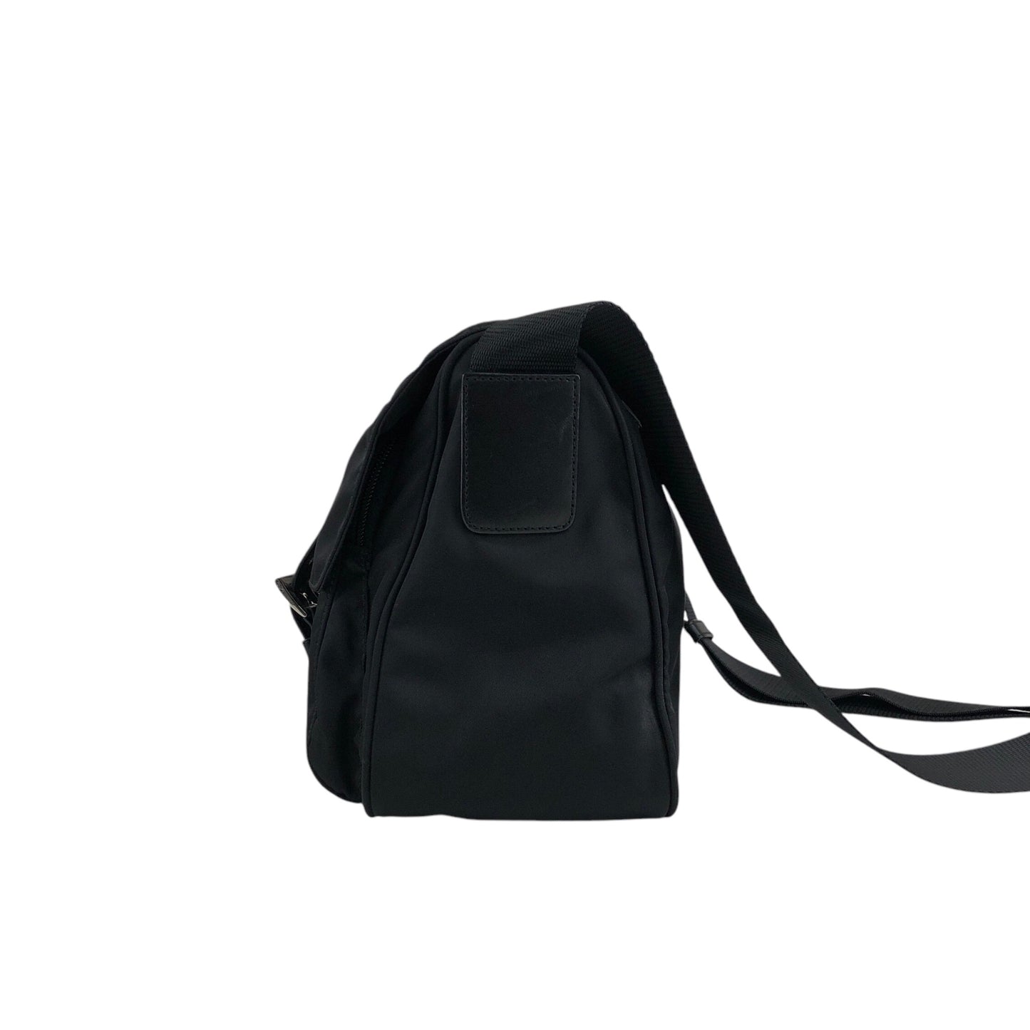 PRADA Triangle Logo Front Buckle Shoulder bag Black Vintage b2kema