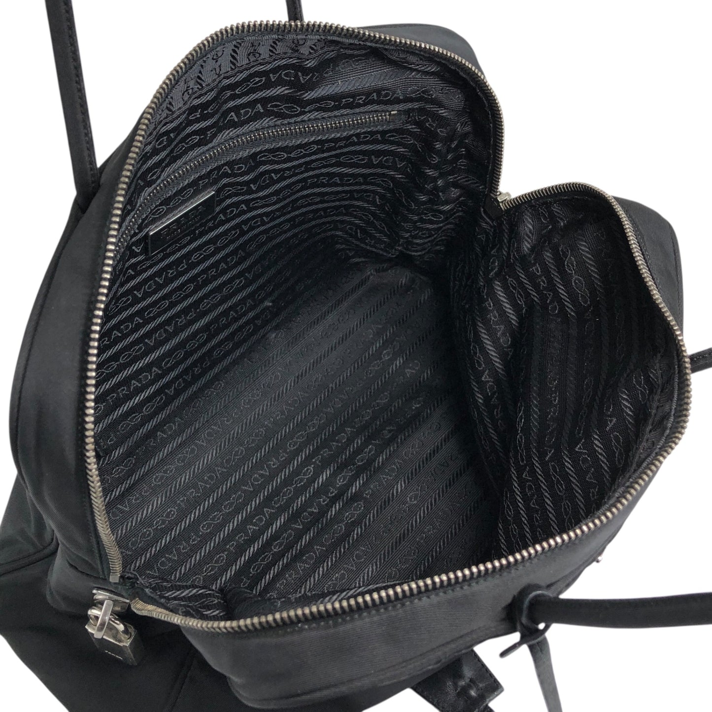 PRADA Triangle Logo Padlock Totebag Black Vintage b8nscy