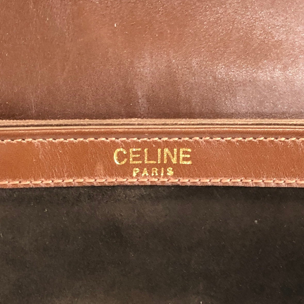 CELINE Blason Turn Lock Shoulder bag Brown Vintage j6d53x