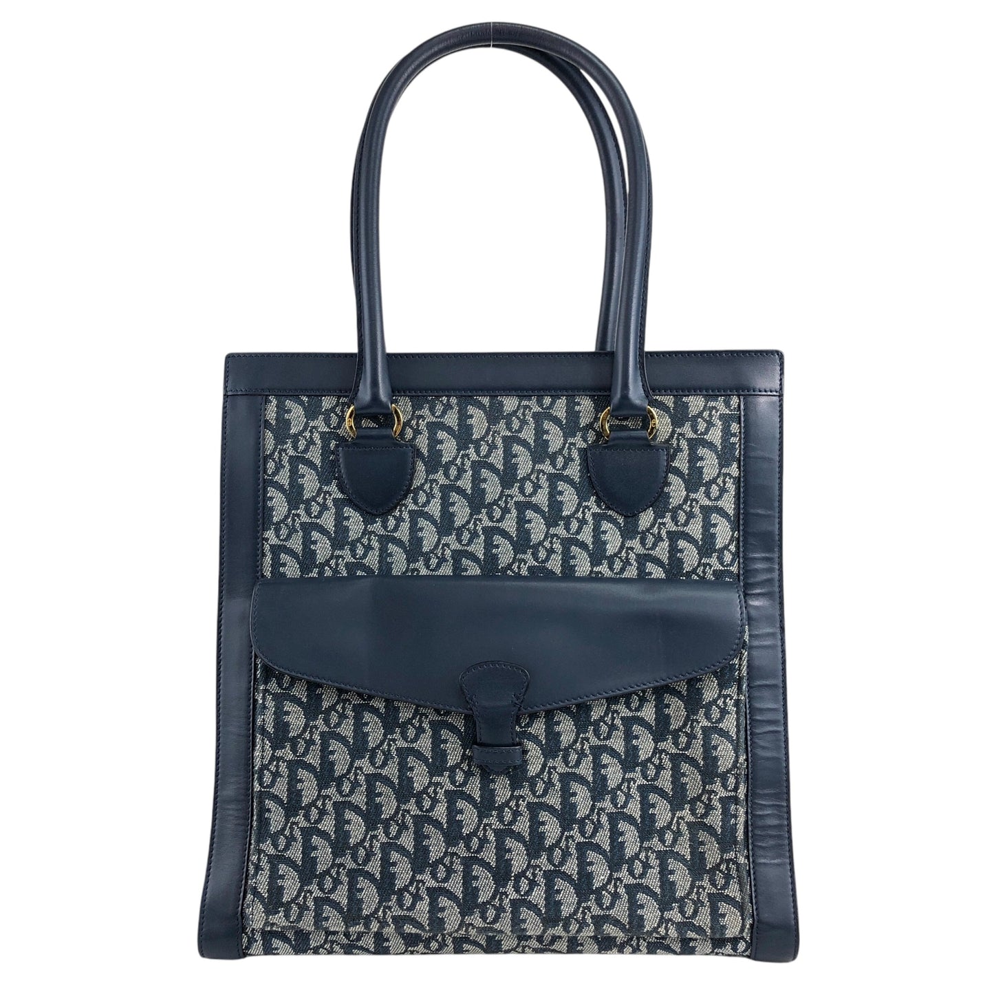 Christian Dior Trotter 前袋肩包托特包海軍藍復古 nak7gb