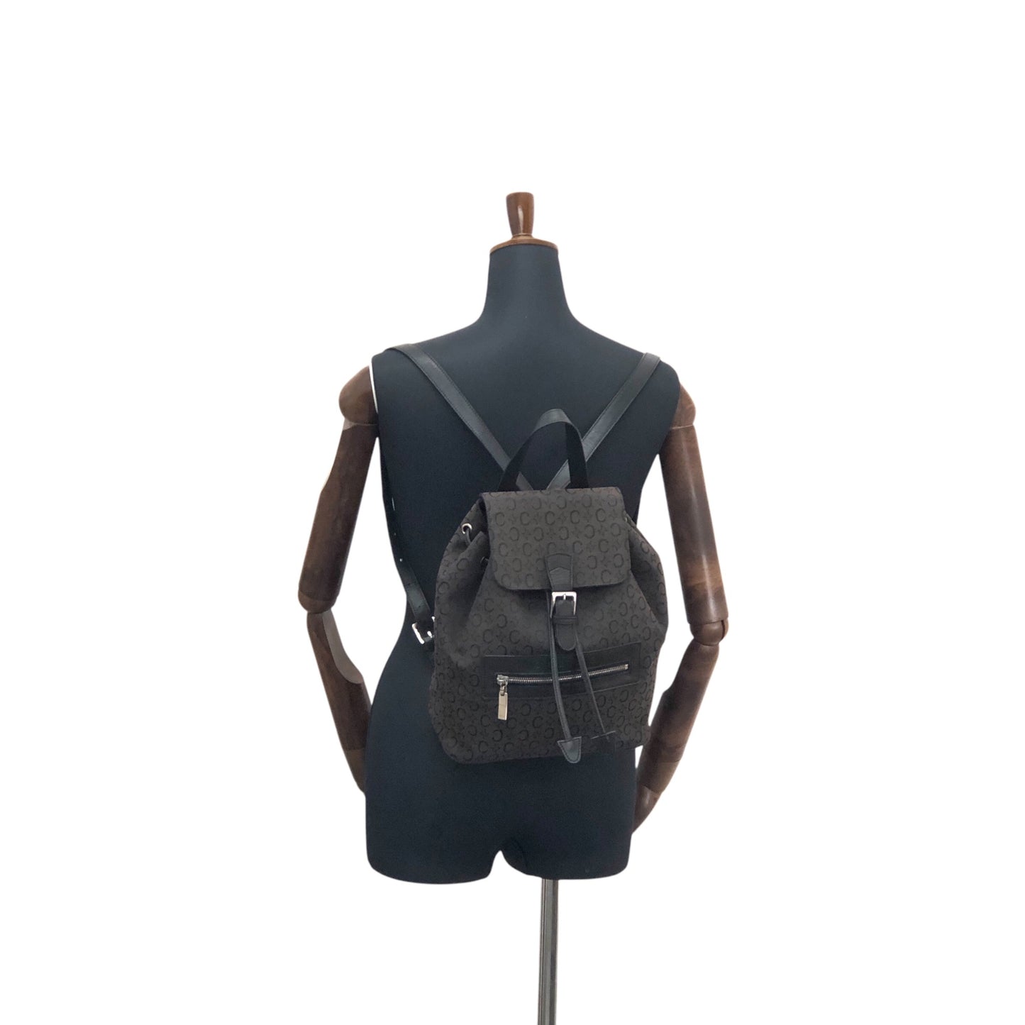 CELINE Front Buckl Backpack Black Vintage u4kmmj