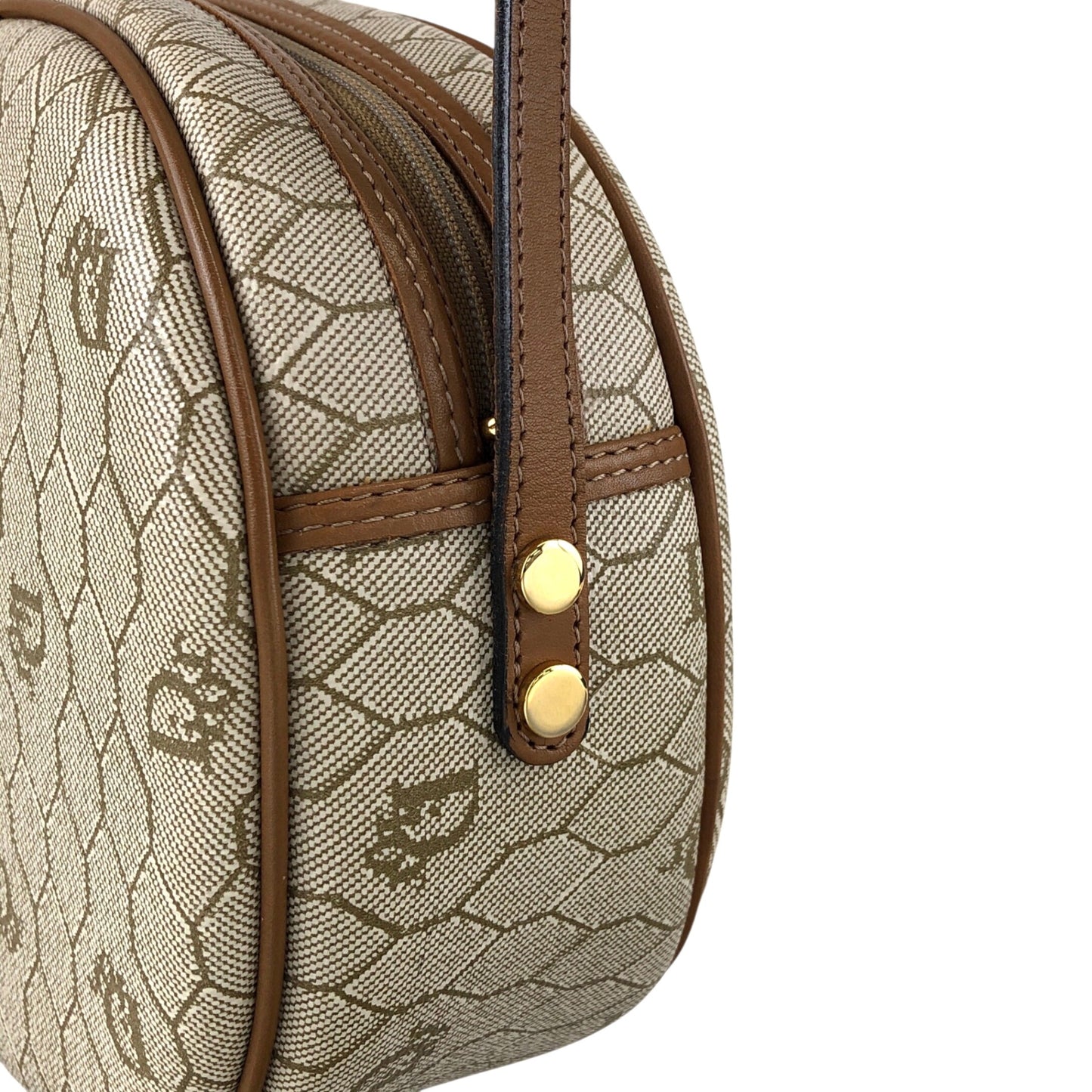 Christian Dior Honeycomb Pattern Round Shoulder bag Beige Vintage p7a3yt