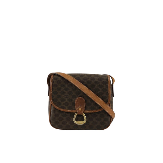 CELINE Macadam Horse Bit Shoulder bag Brown Vintage ejz44f