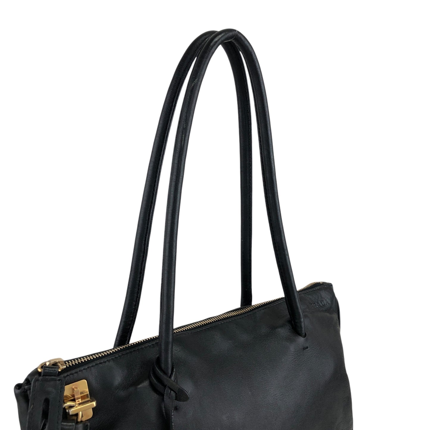 PRADA Logo Embossed Totebag Black Vintage r7ii2c