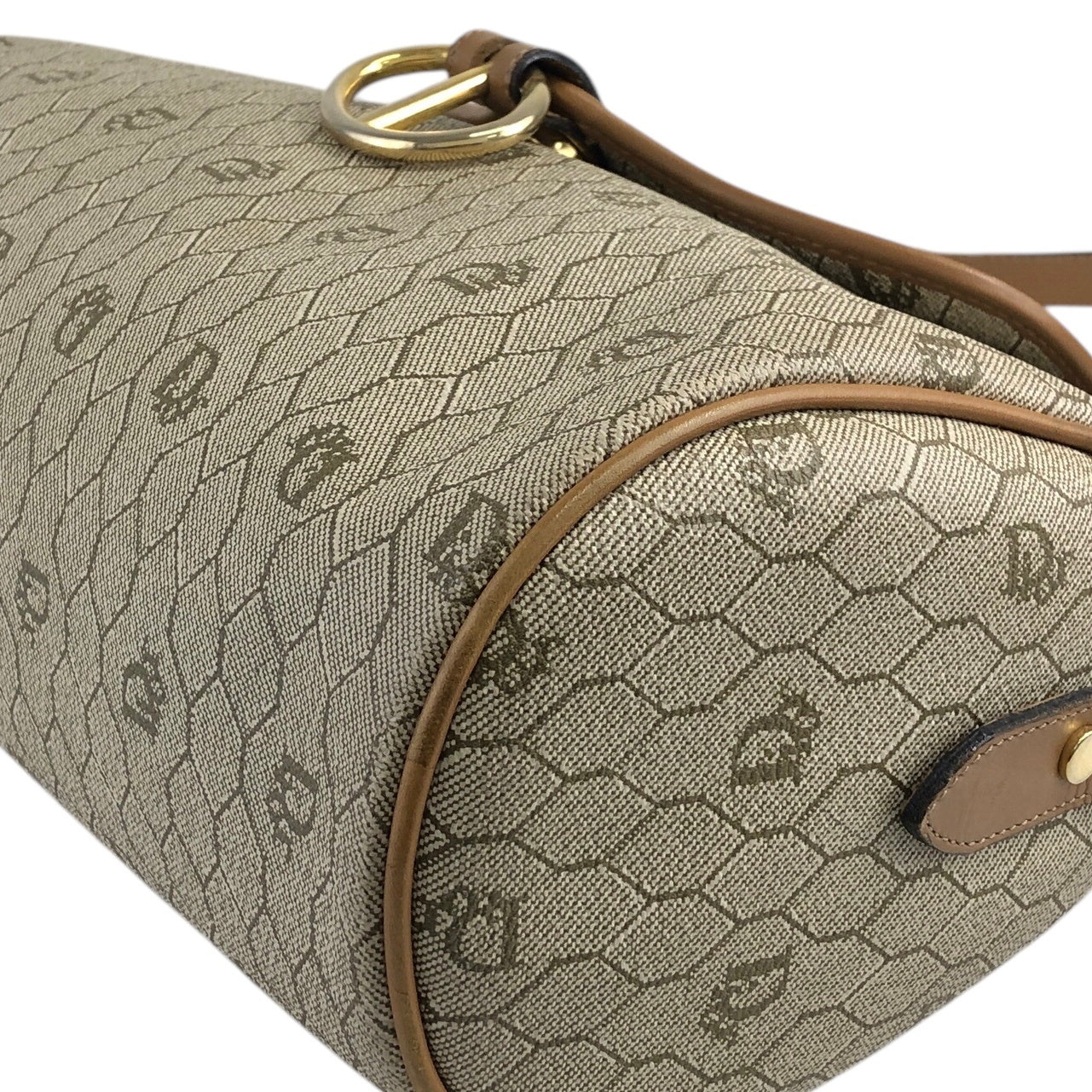 Christian Dior Honeycomb Pattern Shoulder bag Beige Vintage x5m4cu