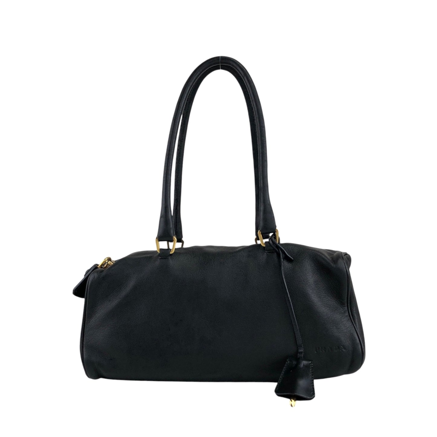 PRADA Padlock Handbag Black Vintage k84sjm