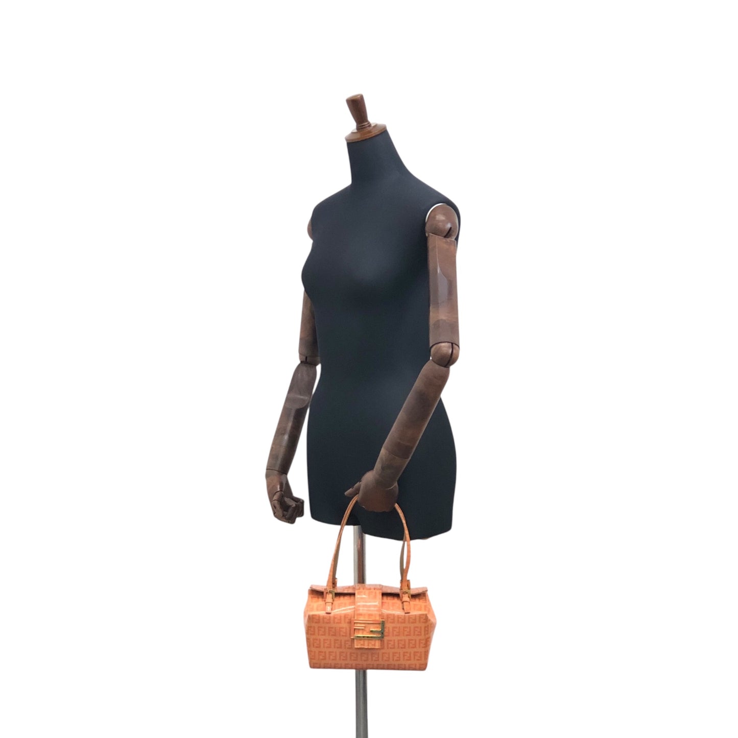 FENDI Zucchino Handbag Orange Vintage snr2vs