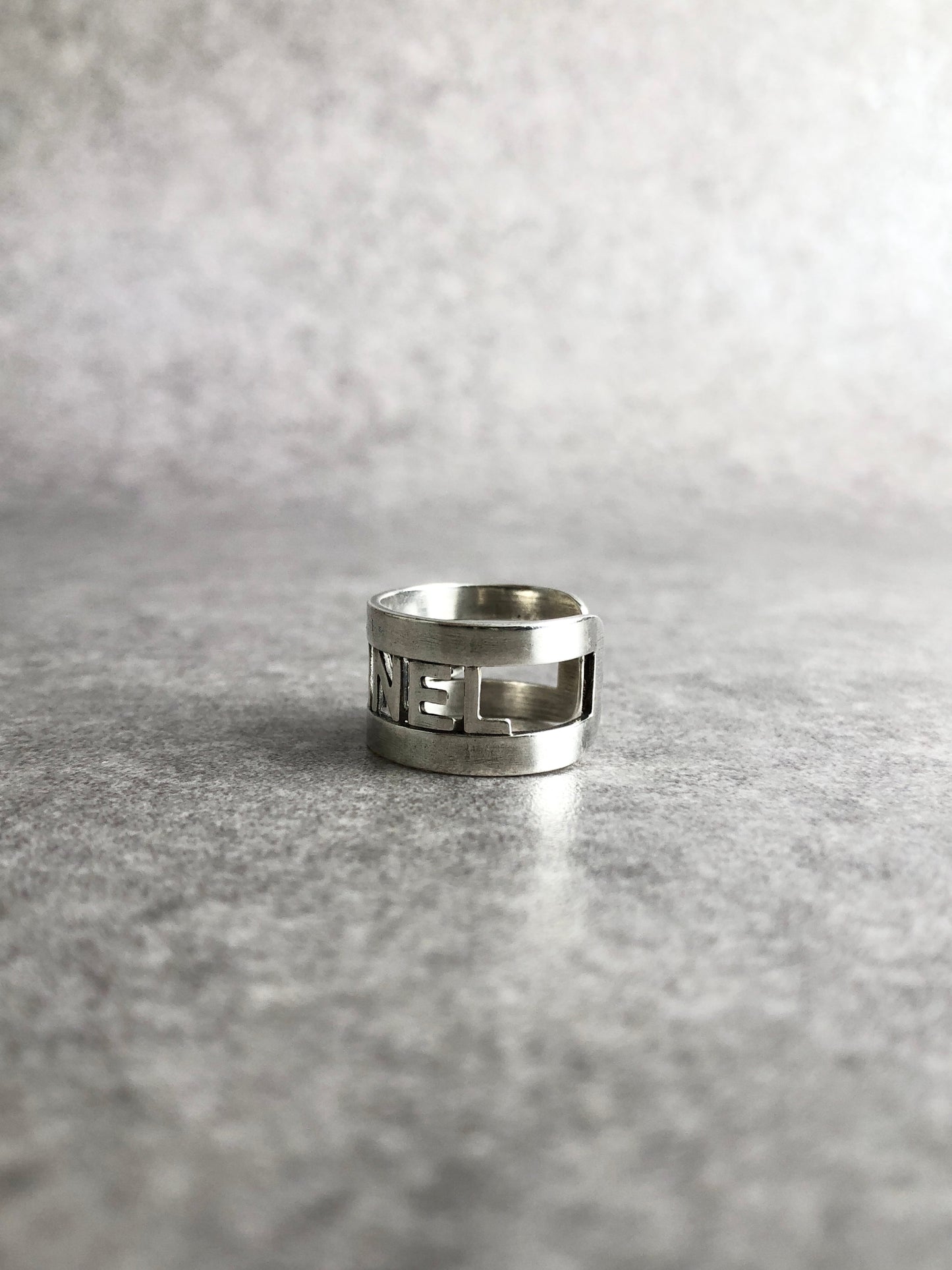 CHANEL Logo Ring Silver Vintage ckrub7