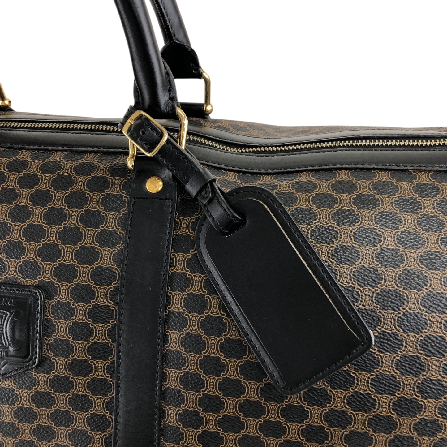 CELINE Macadam Blason Boston bag Handbag Black Vintage 65wsnj