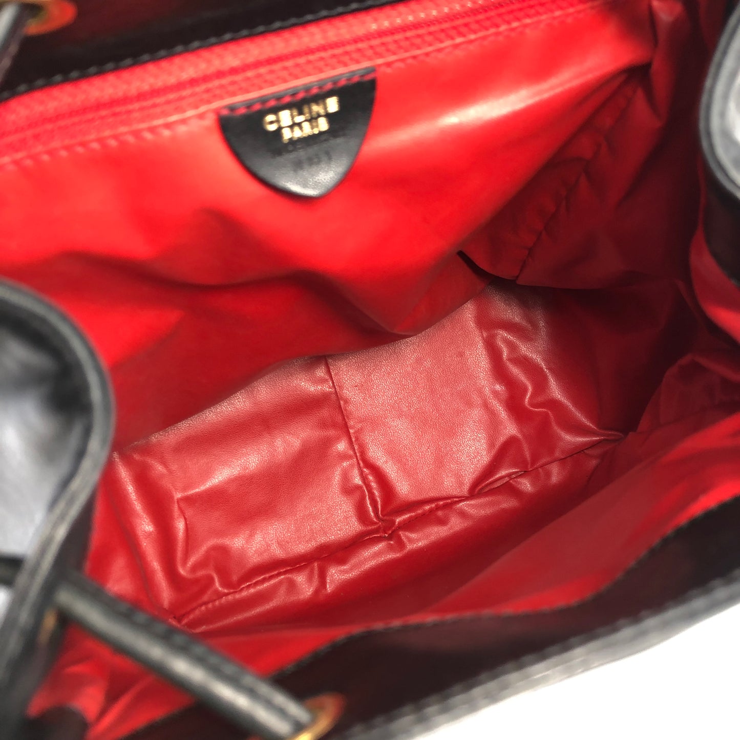 CELINE Starball Logo Leather Backpack Black Vintage jn25uf