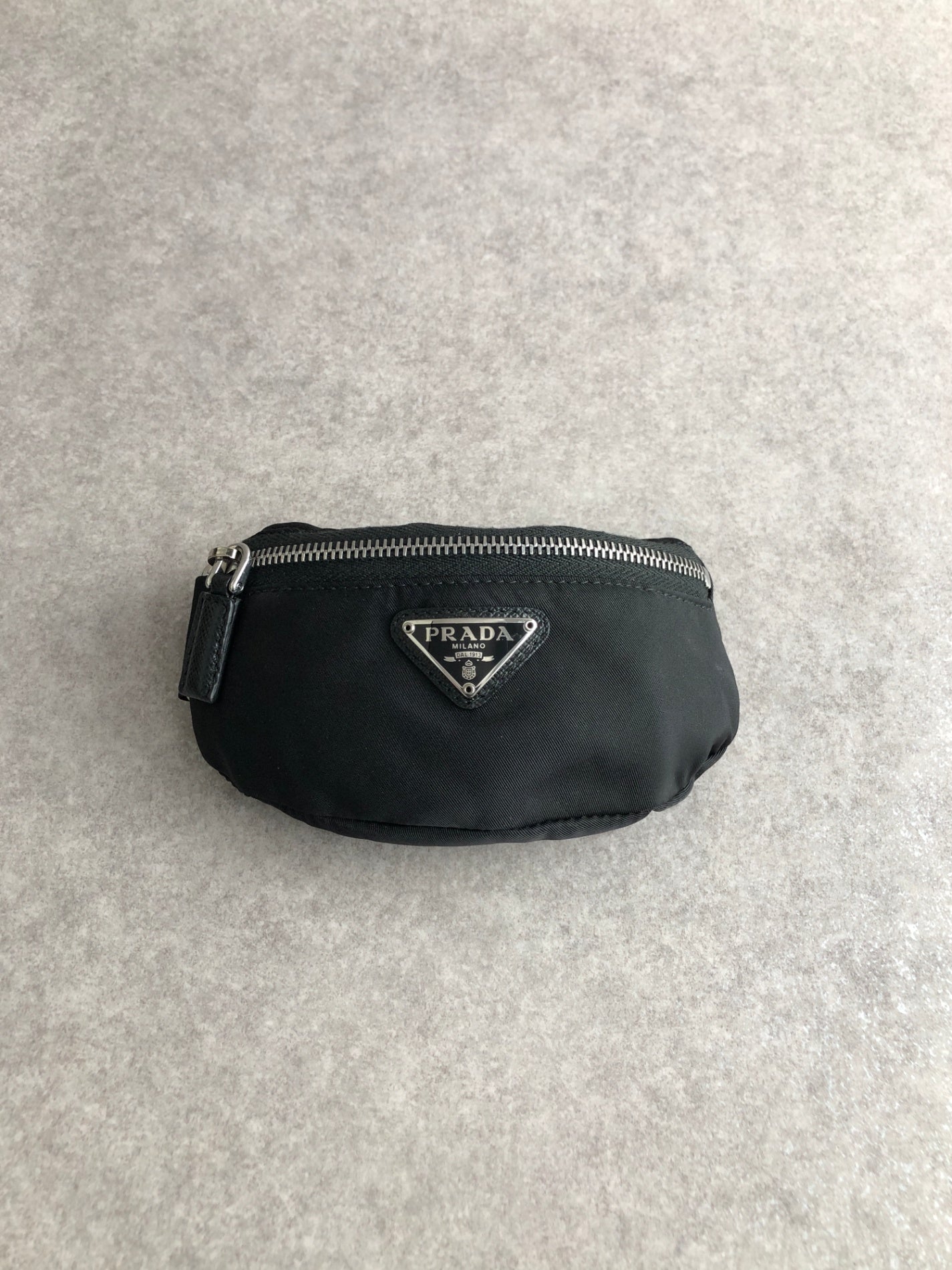 PRADA Tessuto Triangle Logo Handbag  Arm Pouch Black Vintage yhrpz7