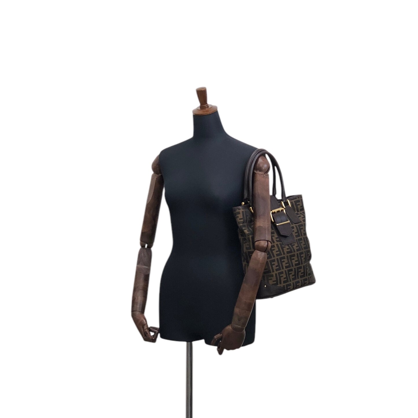 FENDI Zucca Front Buckle Totebag Brown Vintage dirw6v
