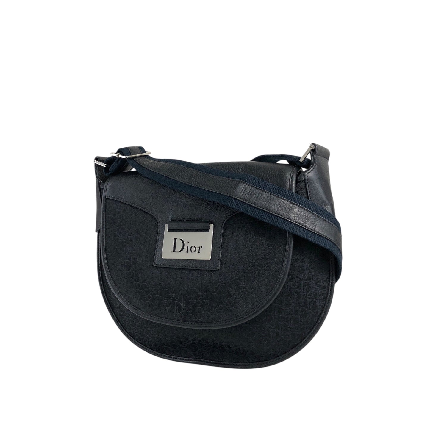 Christian Dior Logo Street Chic Round Shoulder bag Black Vintage 2uh3b5