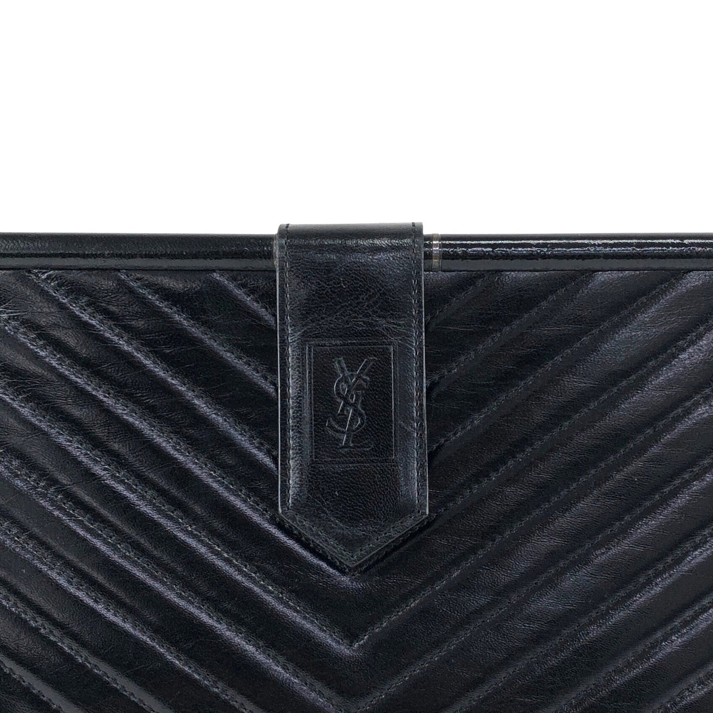 Yves Saint Laurent YSL Logo Bias Stitch Clutch bag Black Vintage b3p3mj