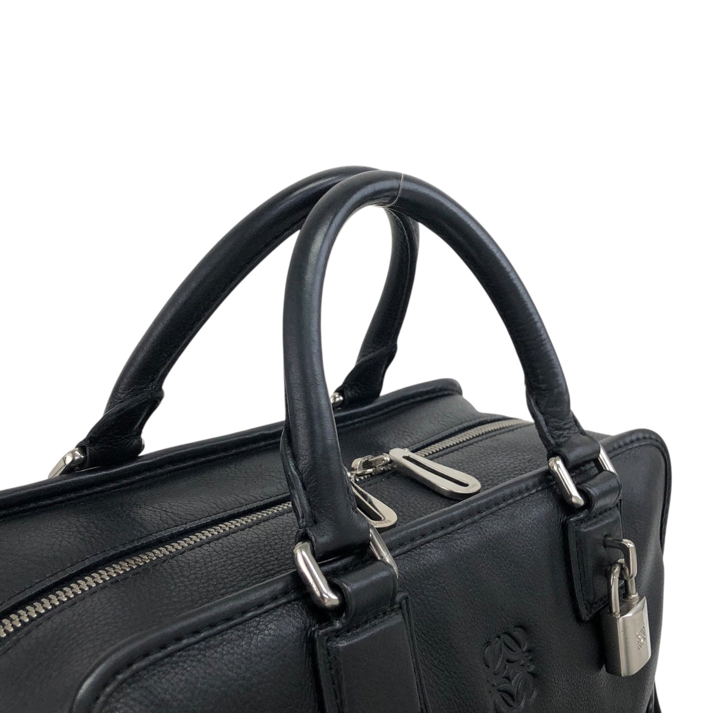 LOEWE Amazona28 Padlock Small Boston bag Handbag Black Vintage vbp8aw