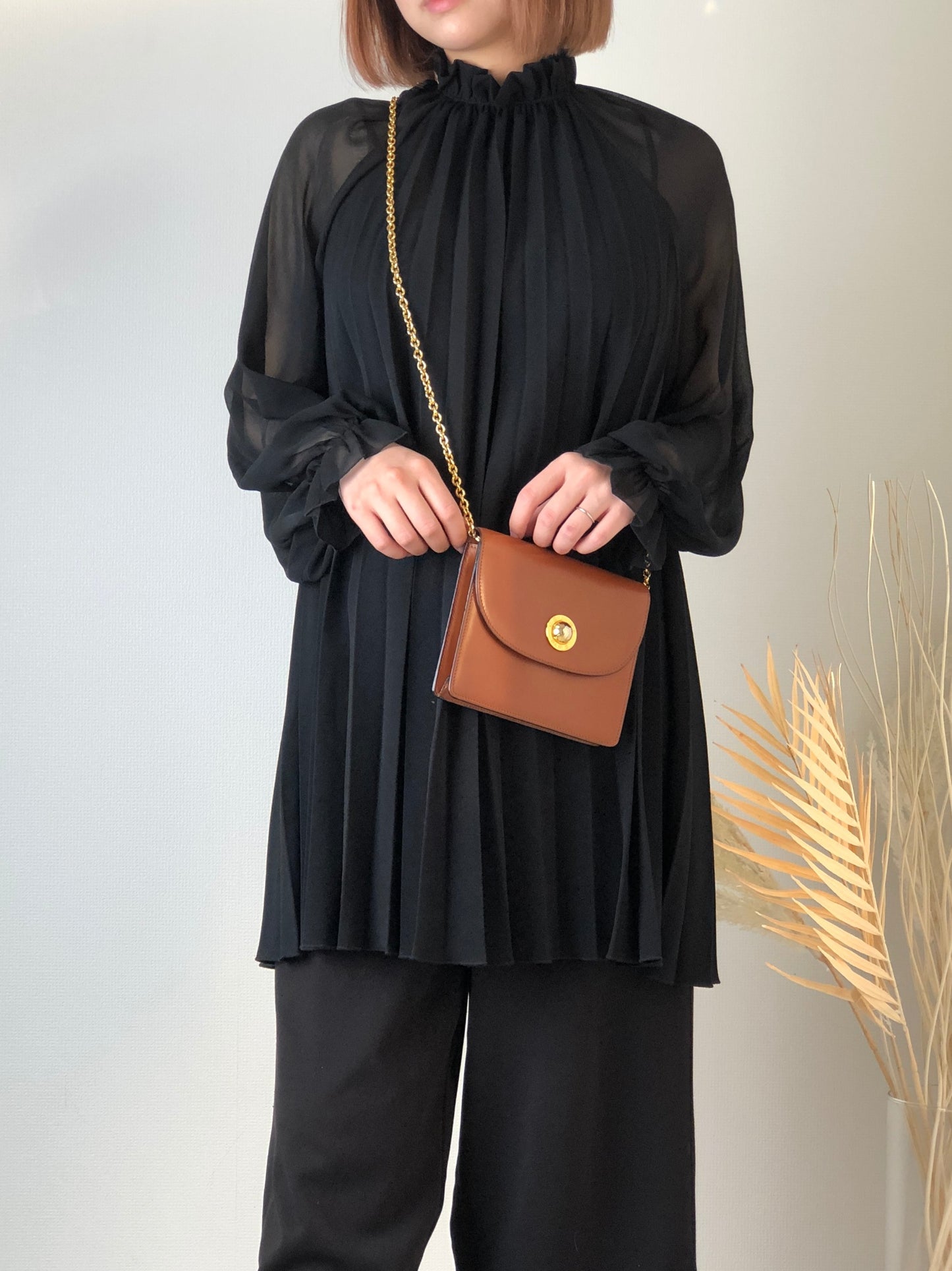 CELINE Starball Leather Small Chain Shoulder bag Brown Vintage spbb4m