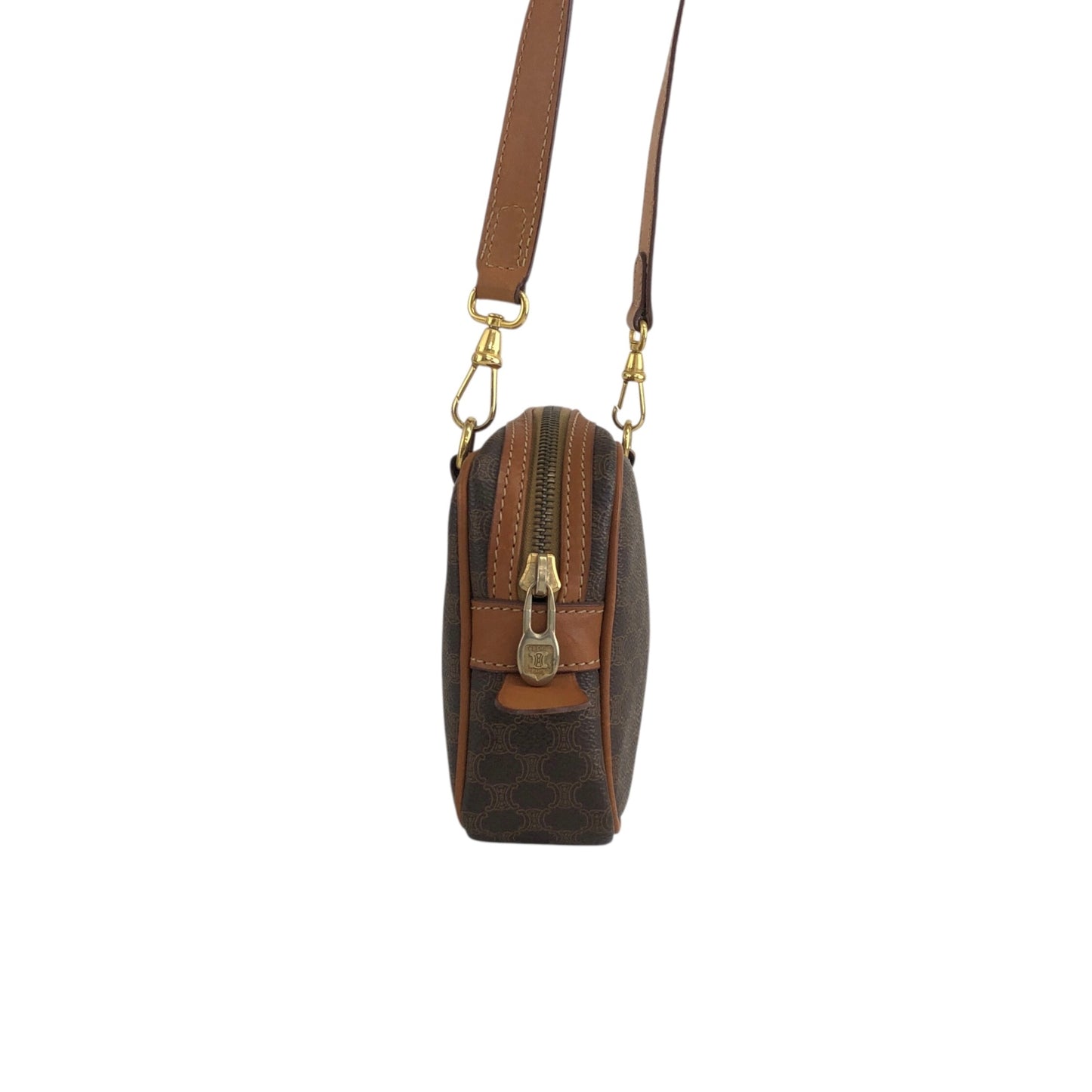 CELINE Macadam Blason Shoulder bag Brown Vintage f2gsiu