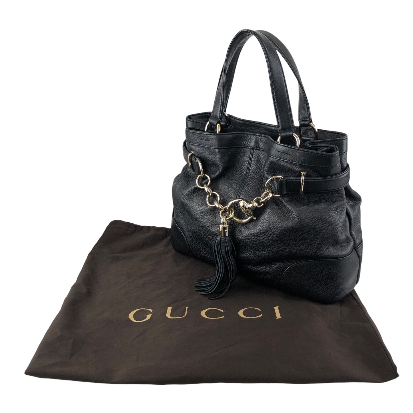 GUCCI Horse Bit Handbag Black 269943 Vintage wj5bxw