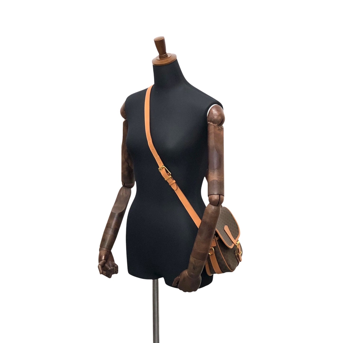 CELINE Macadam Front Buckle Shoulder bag Brown Vintage r3ukfi