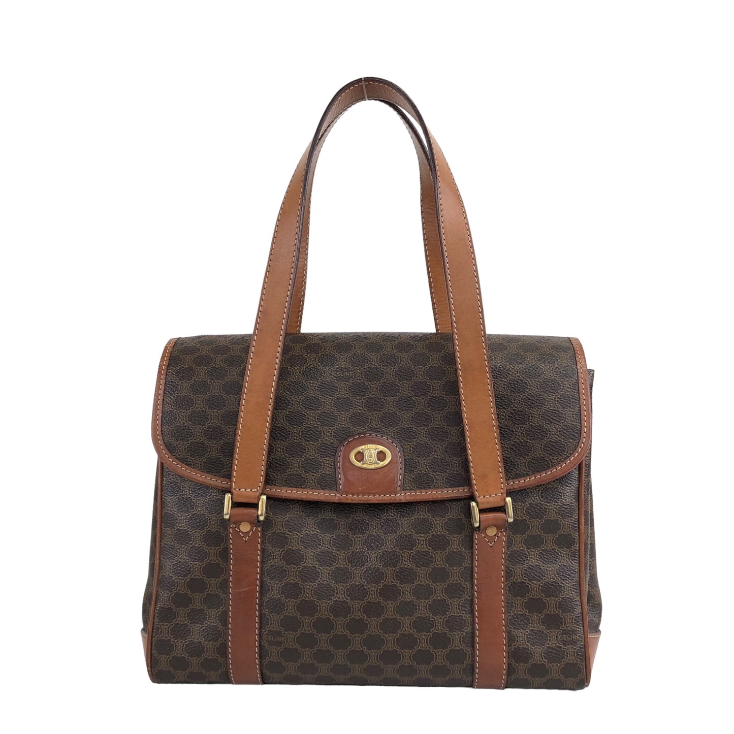 CELINE Macadam Blason Handbag Brown Vintage dty8ce