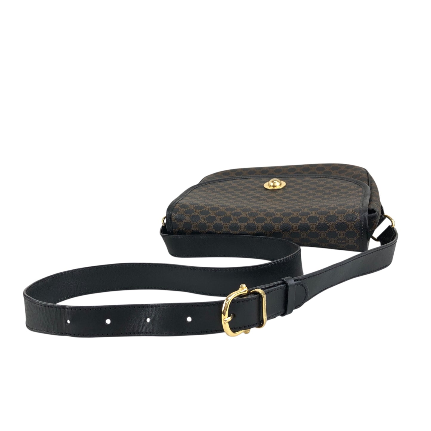 CELINE Macadam Starball Flap Shoulder bag Black Vintage a8awaa