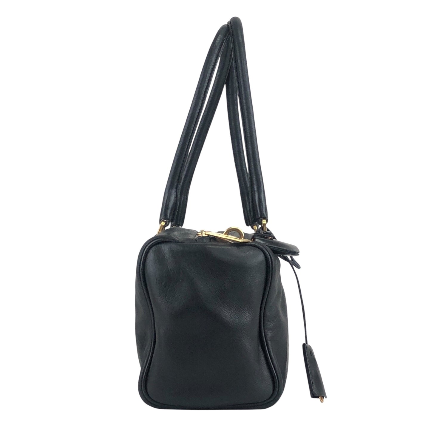 PRADA Logo Embossed Handbag Black Vintage fu6tga