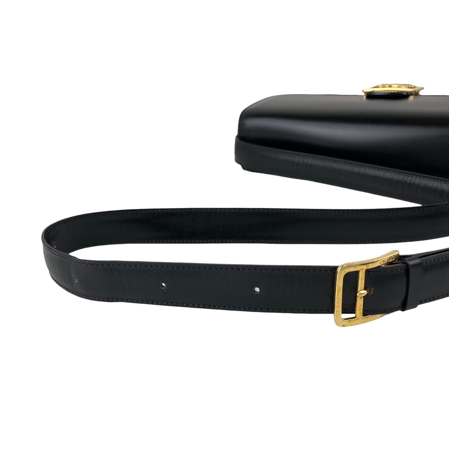 CELINE Horse Carriage Crossbody Shoulder bag Black Vintage 4mrnet