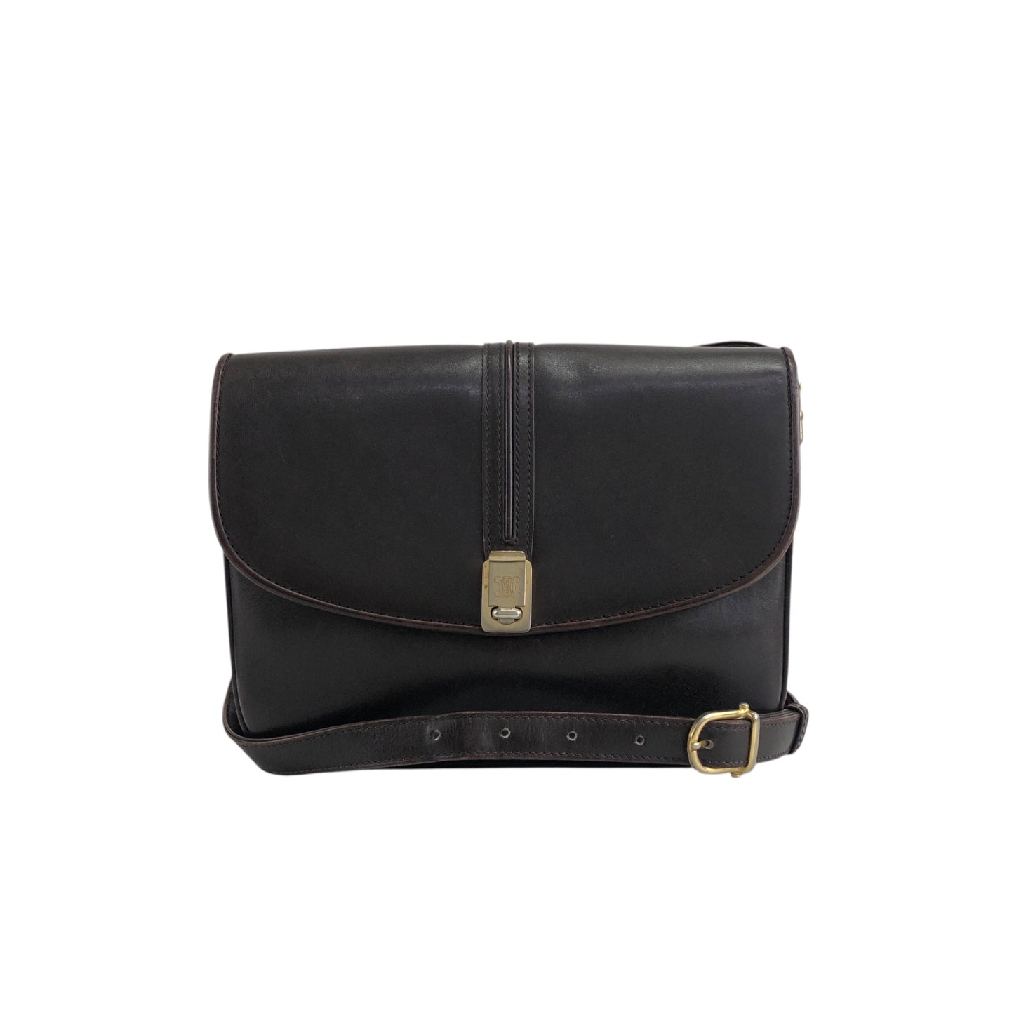 CELINE Logo Shoulder bag Brown Vintage wj4pws