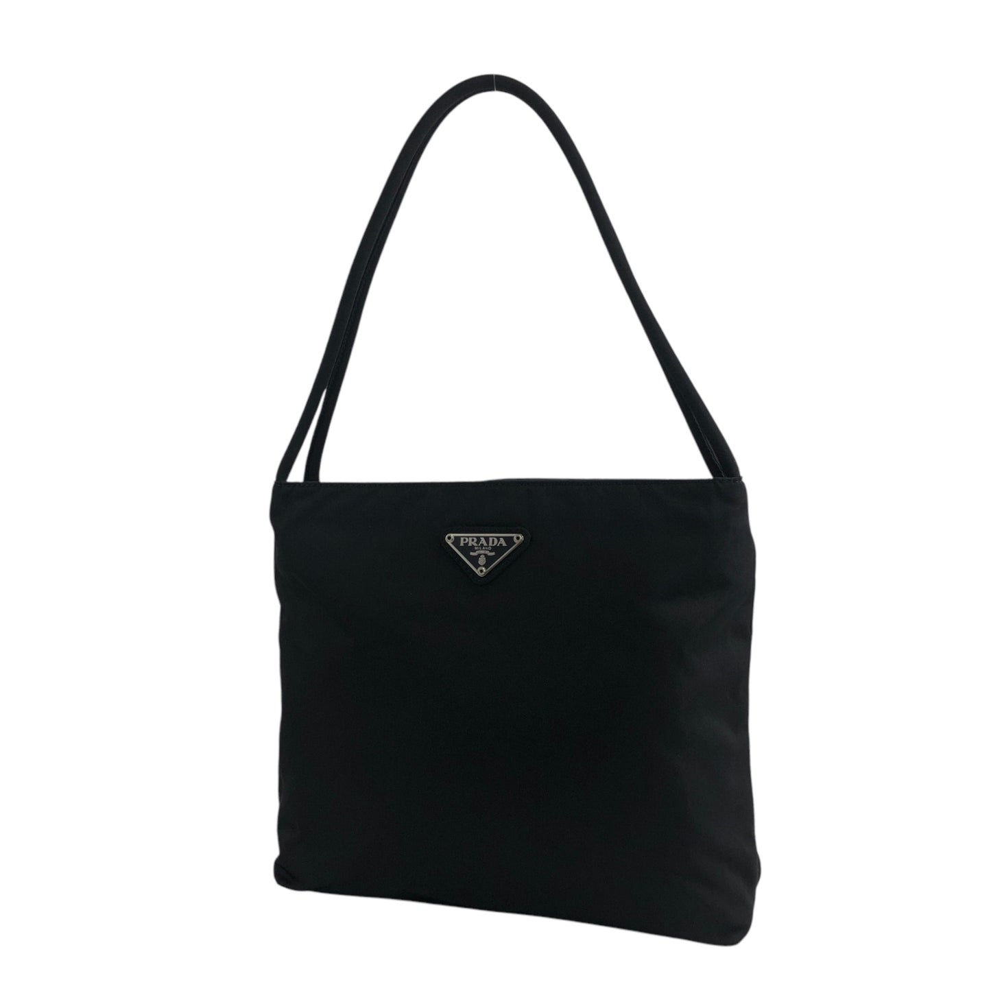 PRADA Triangle Logo Handbag Black Vintage sfzwud