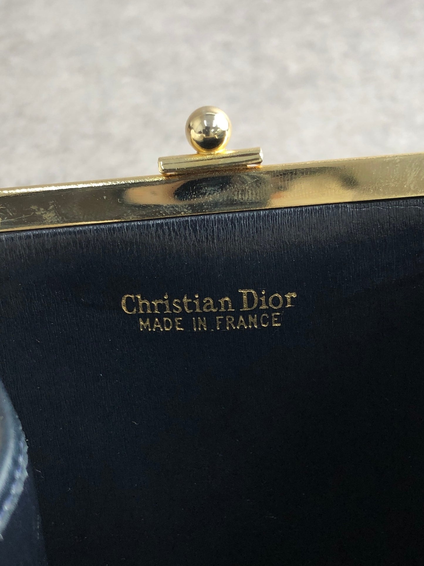 Christian Dior Trotter Metal Clasp Coin Purse Navy Vintage mfkmes