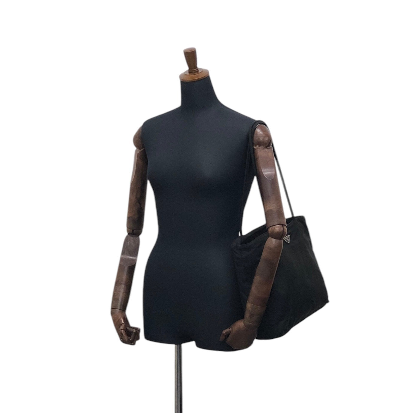 PRADA Triangle Logo Totebag Black Vintage efichx