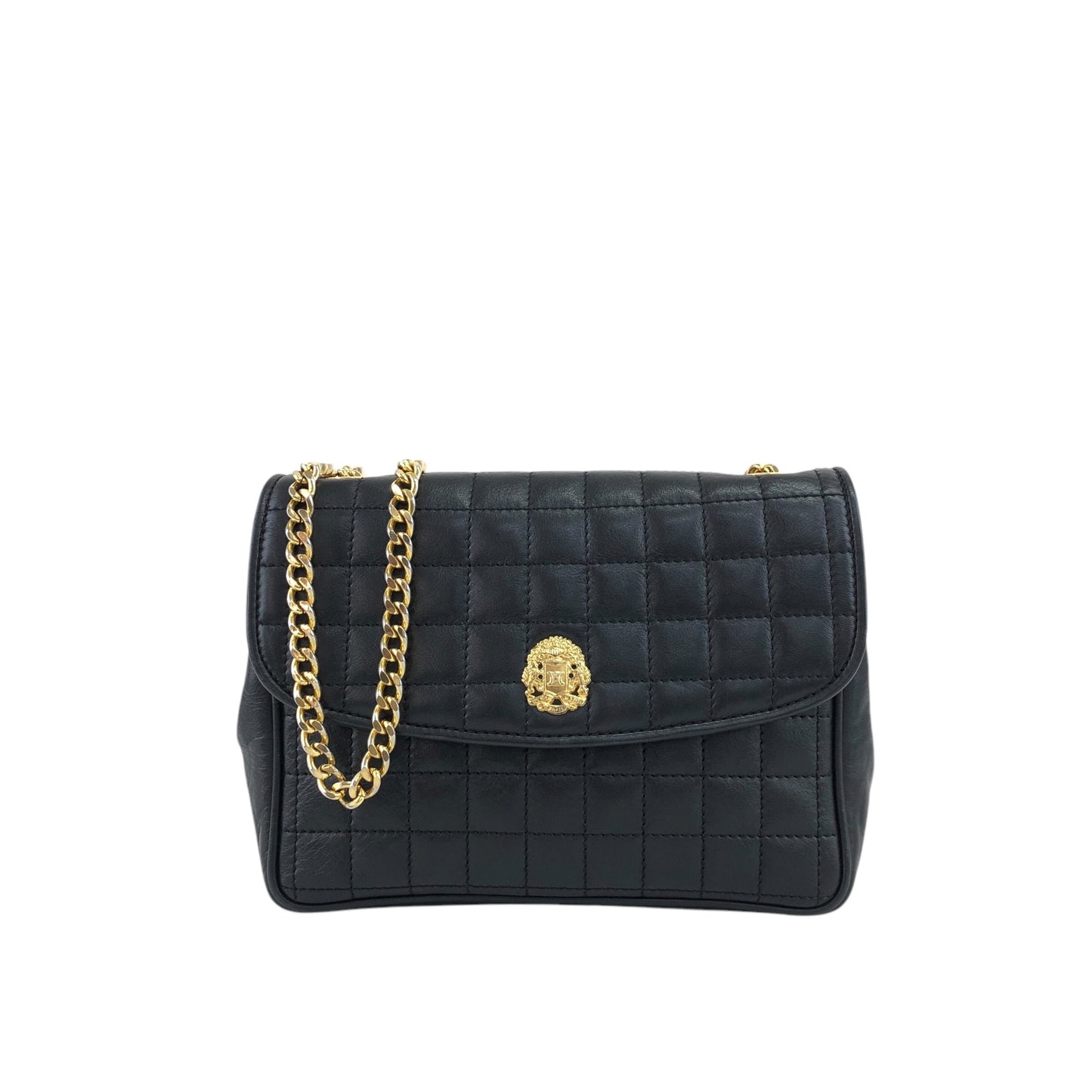 CELINE Emblem Chain Shoulder bag Black Vintage 3nk43u