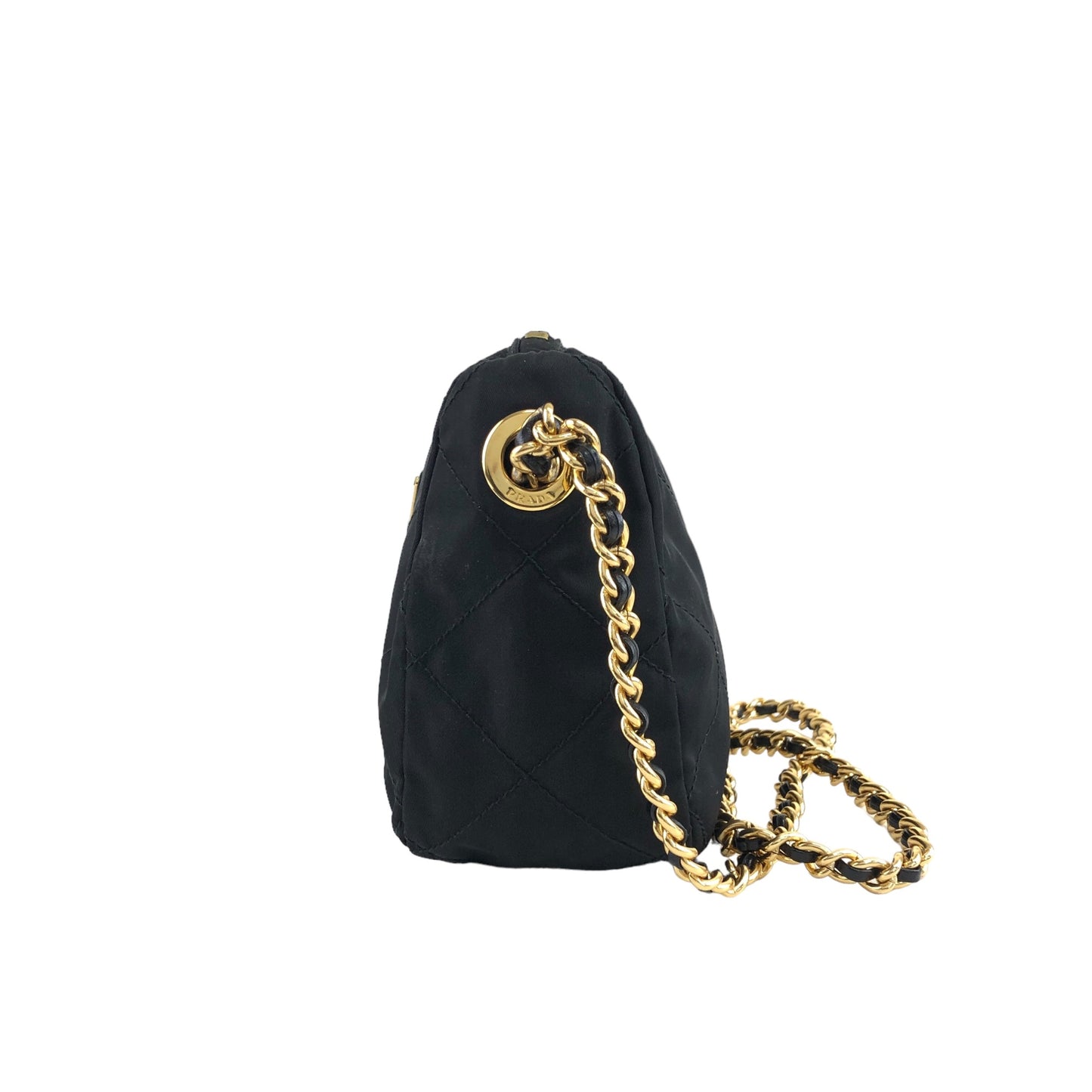 PRADA Triangle Logo Chain Shoulder bag Black Vintage xb2jku
