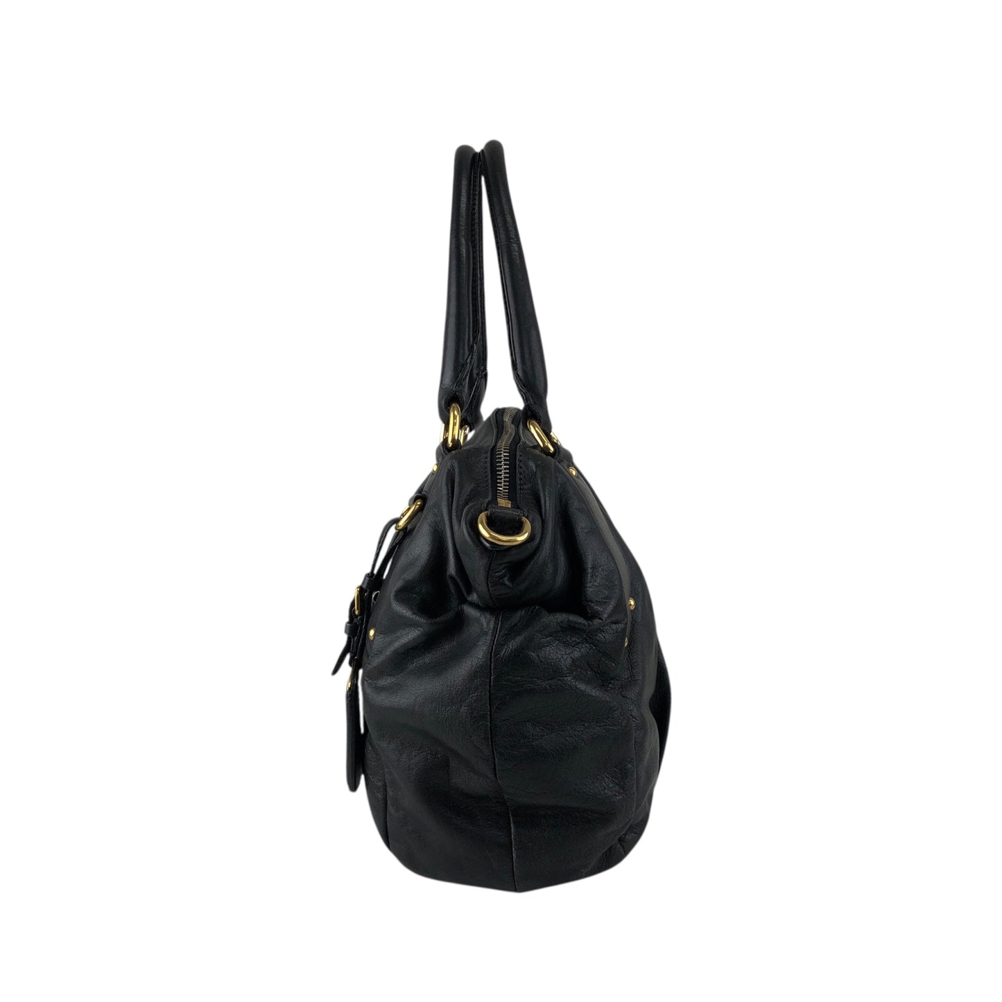PRADA Logo Two-way Handbag Shoulder bag Black Vintage ashbj6