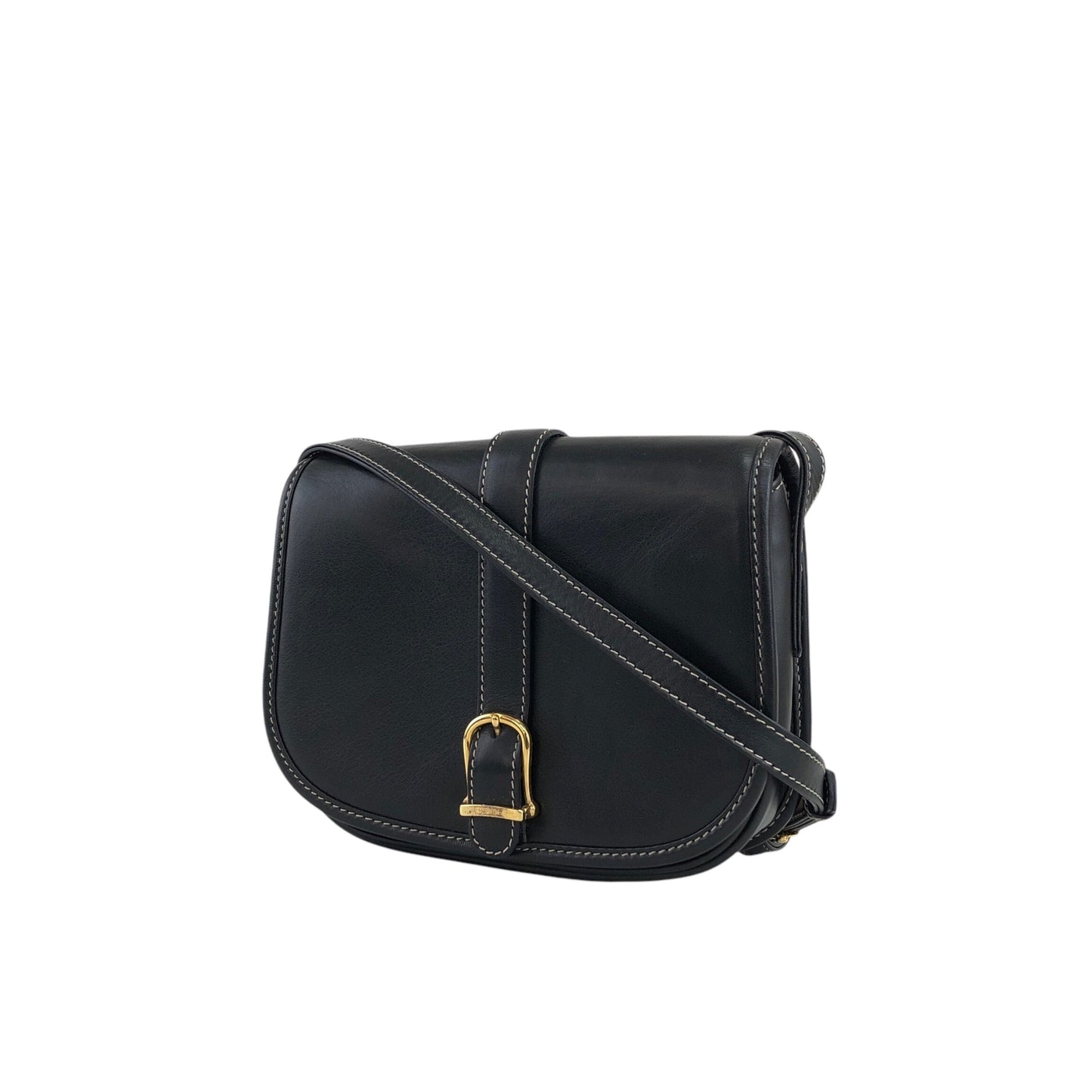 CELINE Belt Buckle Stitch Shoulder bag Black Vintage 8d2v6y