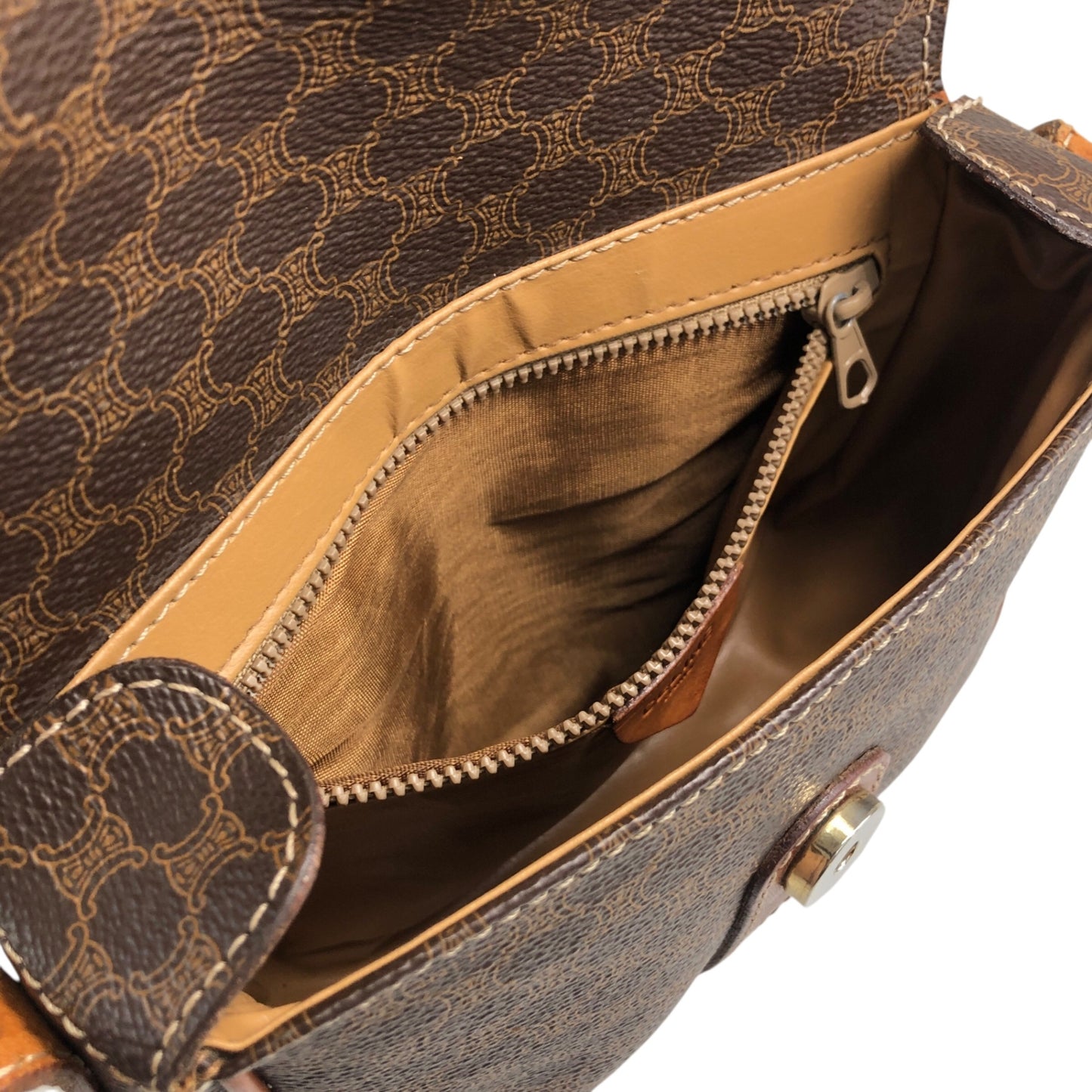 CELINE Macadam Blason Shoulder bag Brown Vintage 2d8taf