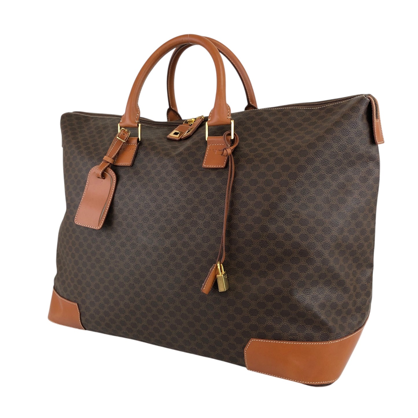 CELINE Macadam Handbag Boston bag Brown Vintage tj7utz