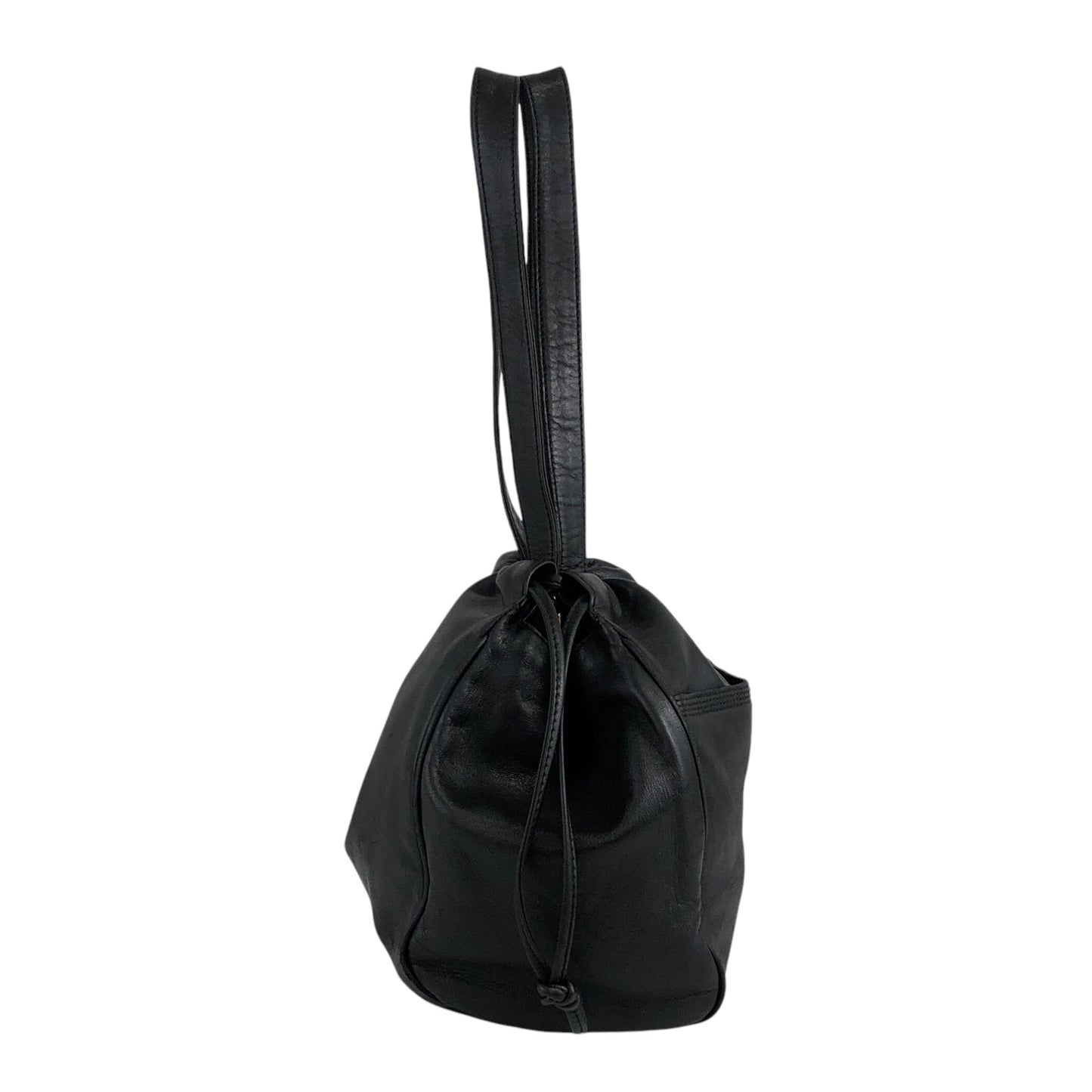 LOEWE Anagram Drawstring Handbag Black Vintage nggky5