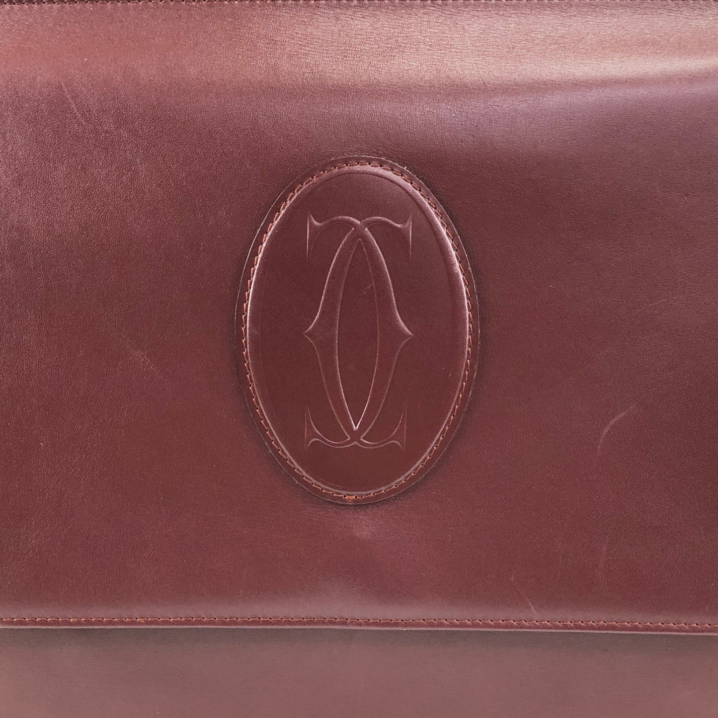 Cartier Logo Embossed Flap Shoulder bag Bordeaux Vintage hydpbp